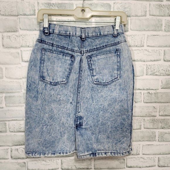 Vintage 90s Cross Towne Womens S Acid Washed Denim High Waisted Pencil Skirt - Picture 7 of 10